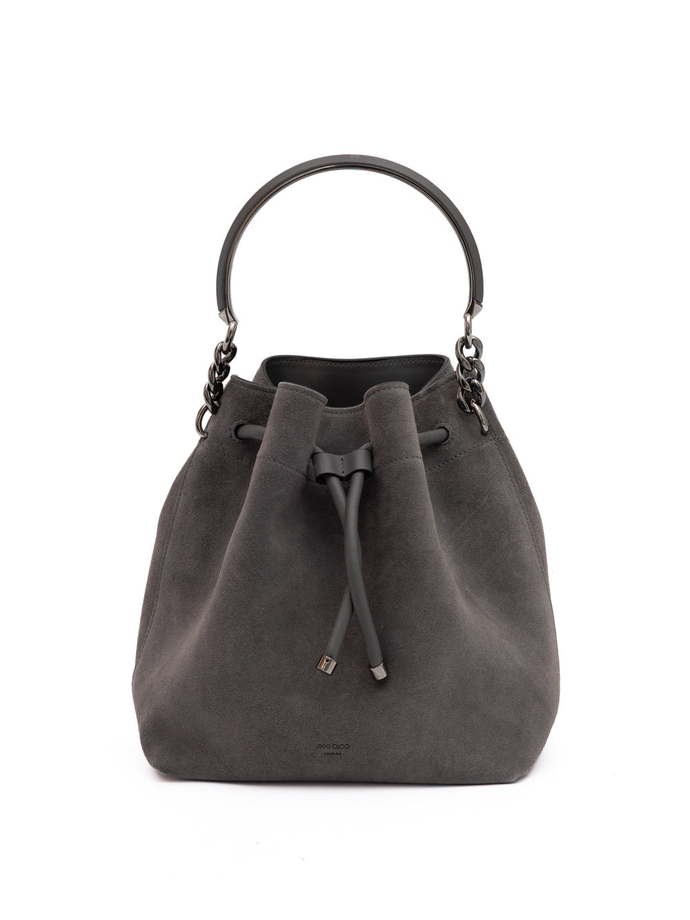 Dark Grey Bon Bon Suede Bucket Jimmy Choo