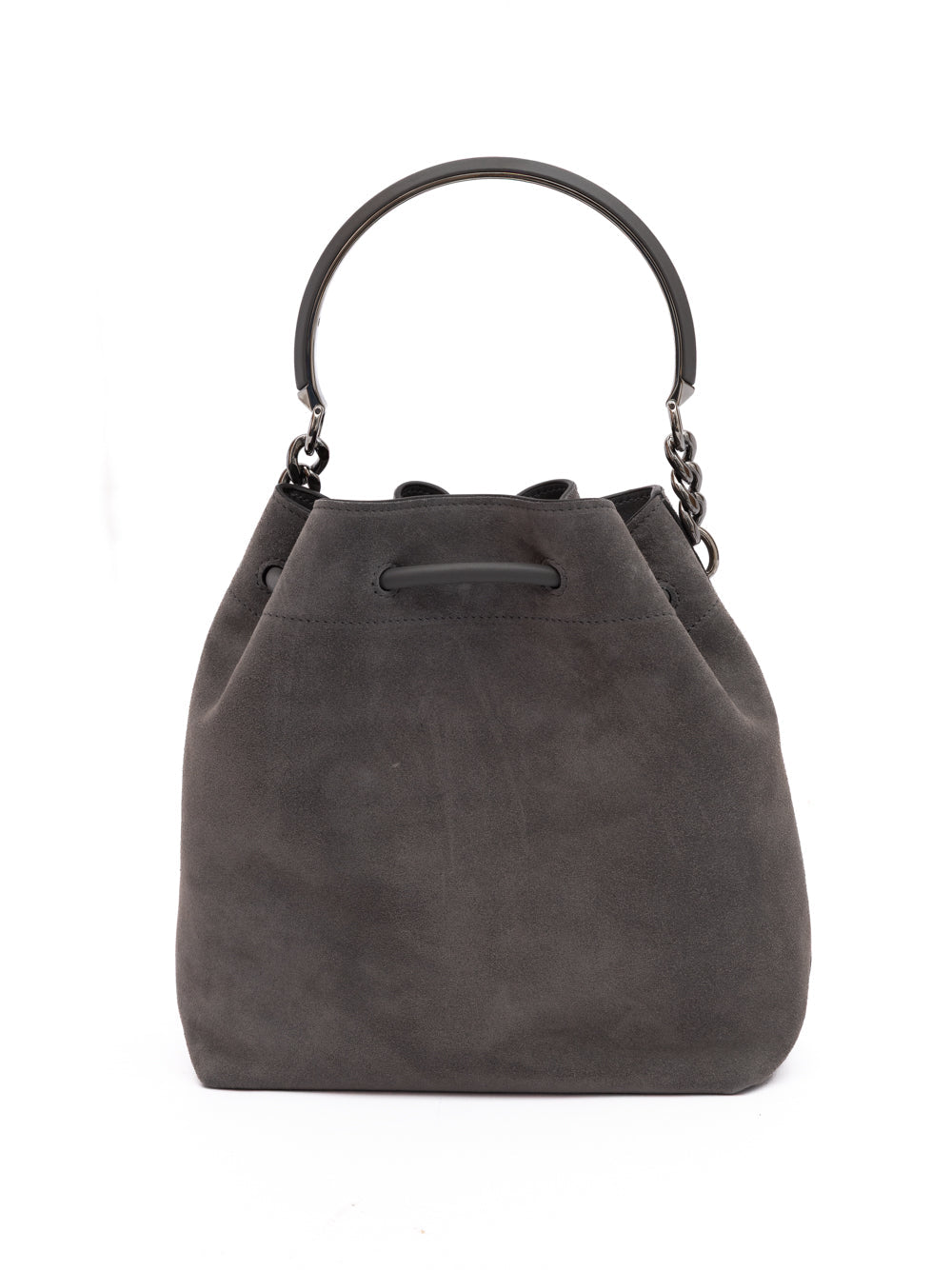 Dark Grey Bon Bon Suede Bucket Jimmy Choo