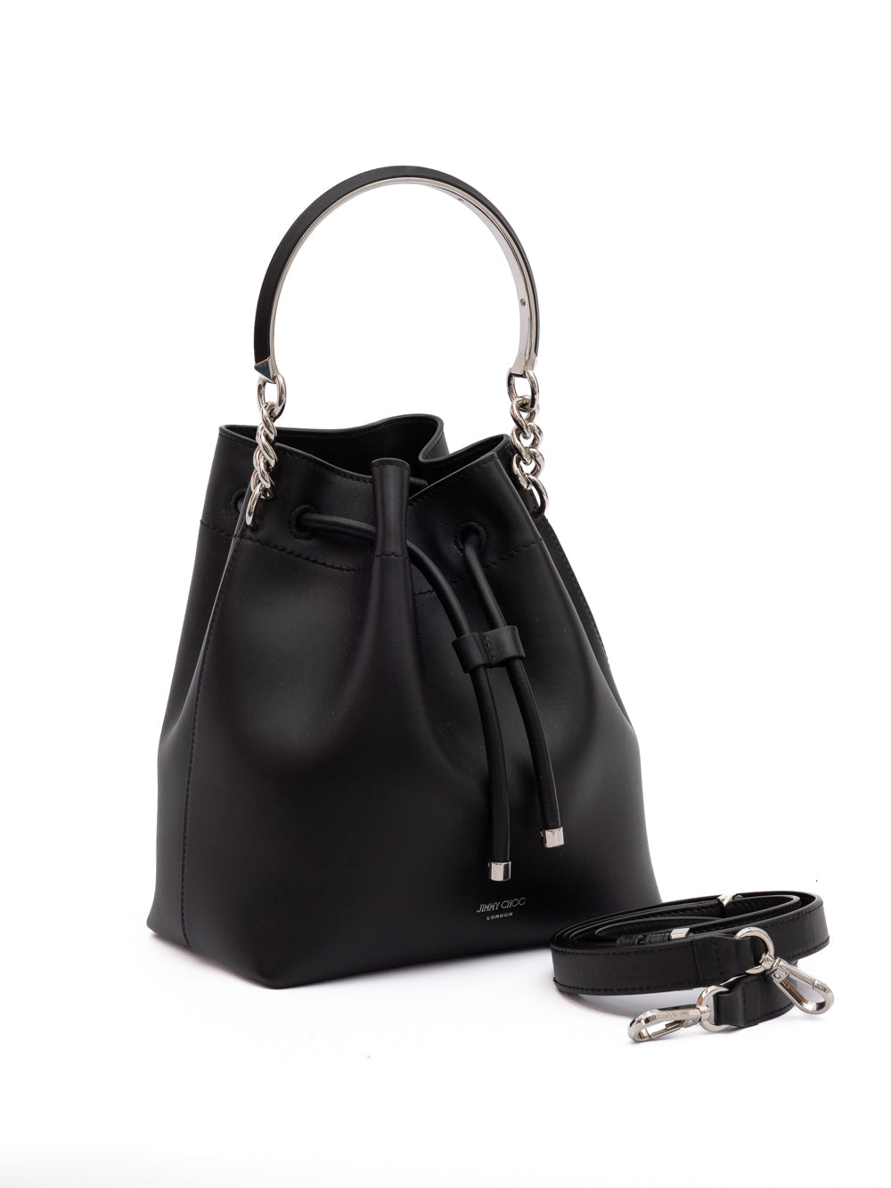 Black Bon Bon Leather Bucket Jimmy Choo