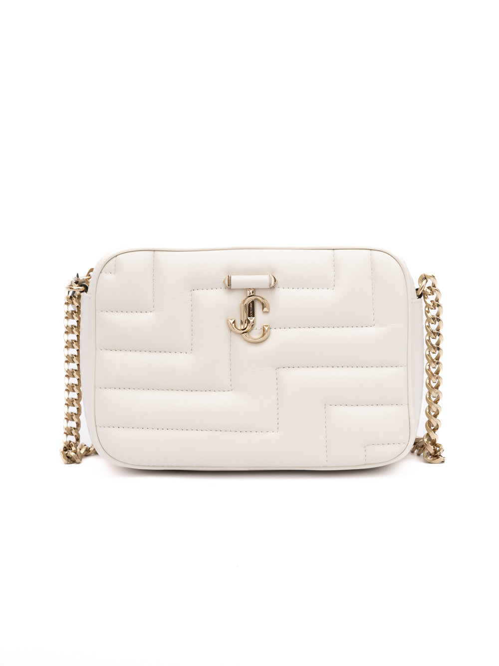 White Leather Avenue Camera Crossbody Bag Jimmy Choo