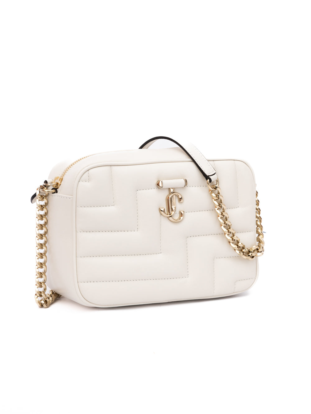 White Leather Avenue Camera Crossbody Bag Jimmy Choo
