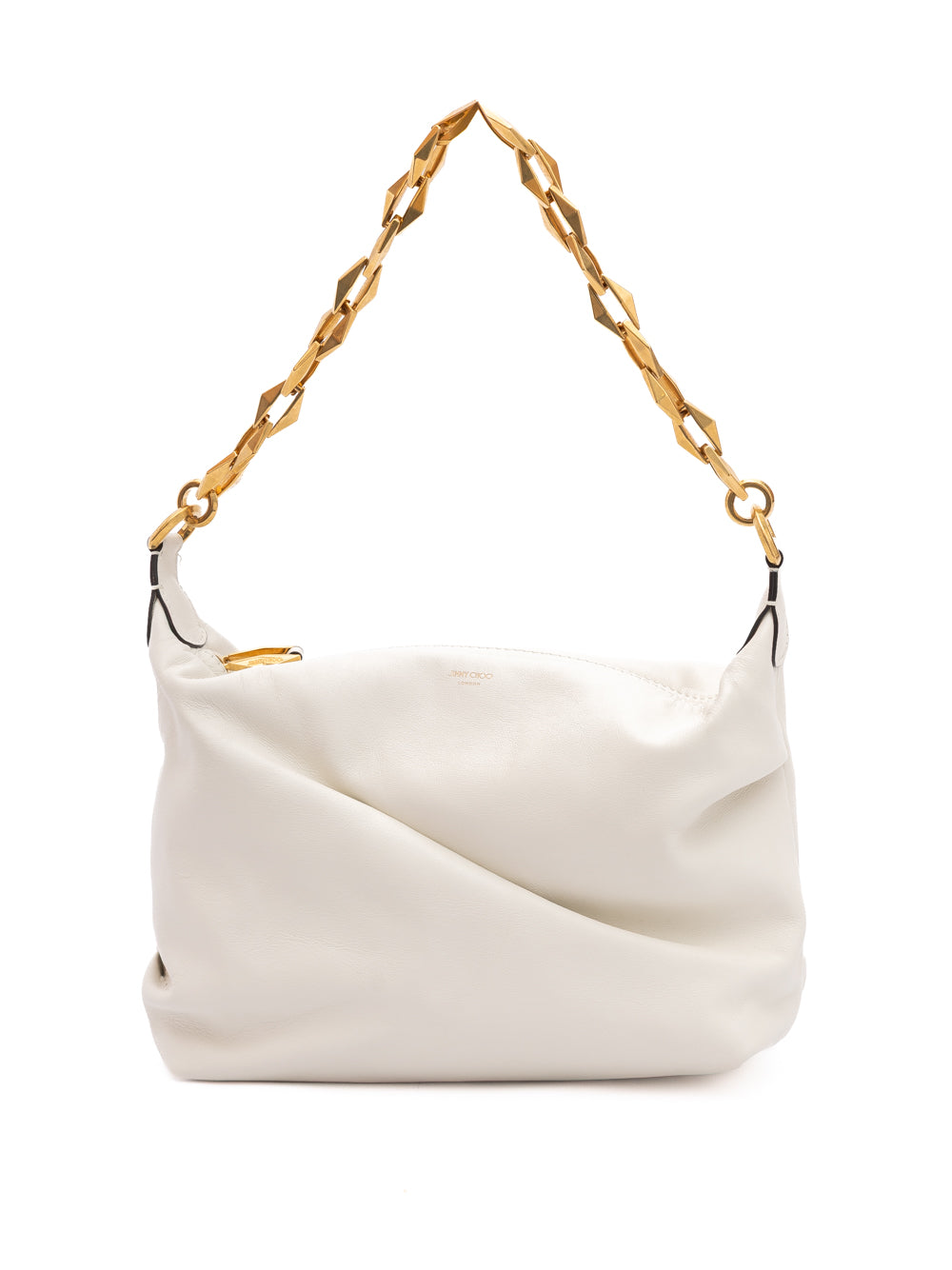 White Diamond Hobo Leather Shoulder Bag Jimmy Choo