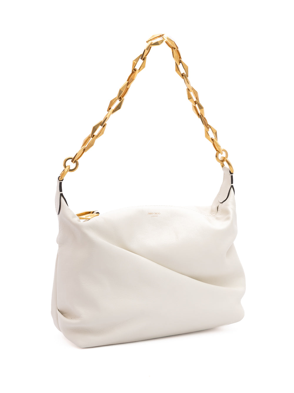 White Diamond Hobo Leather Shoulder Bag Jimmy Choo