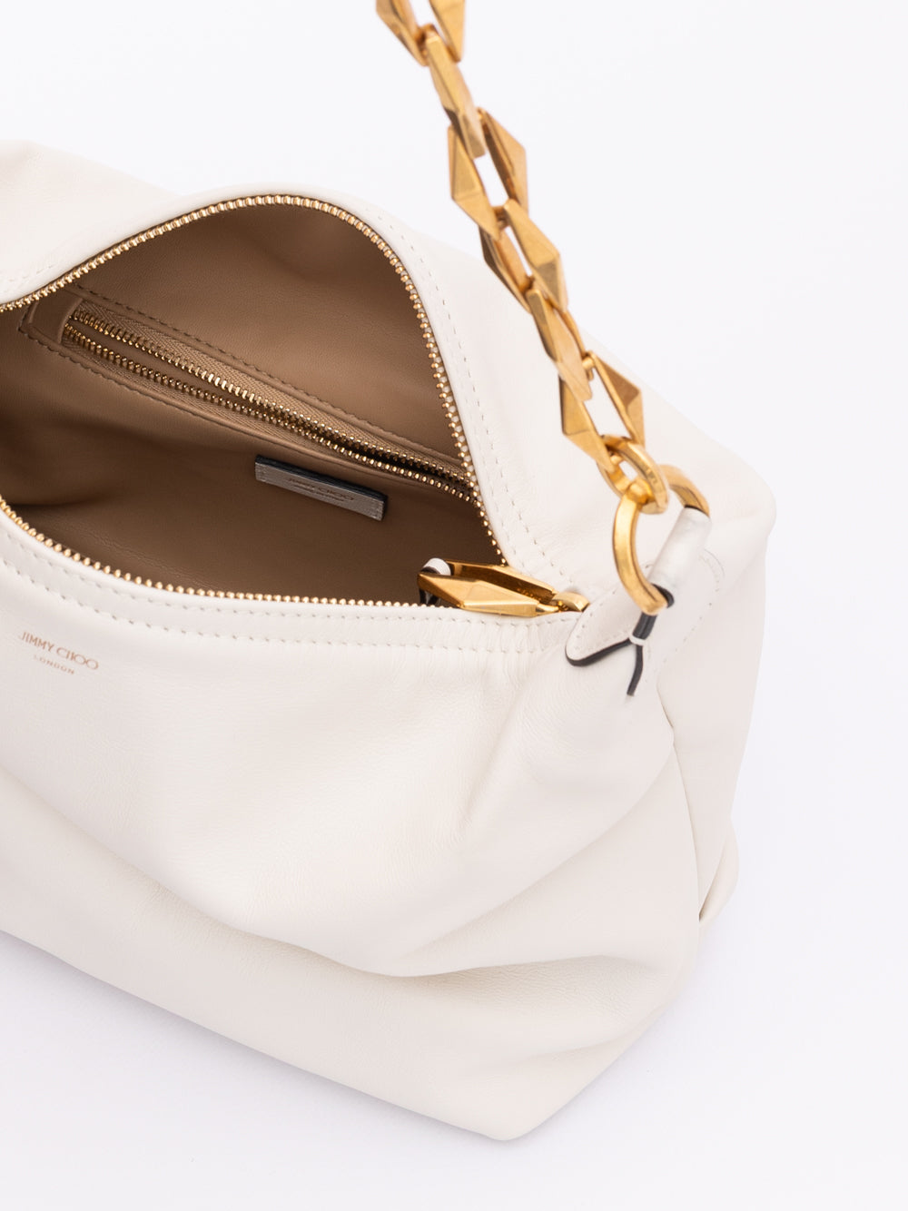 White Diamond Hobo Leather Shoulder Bag Jimmy Choo