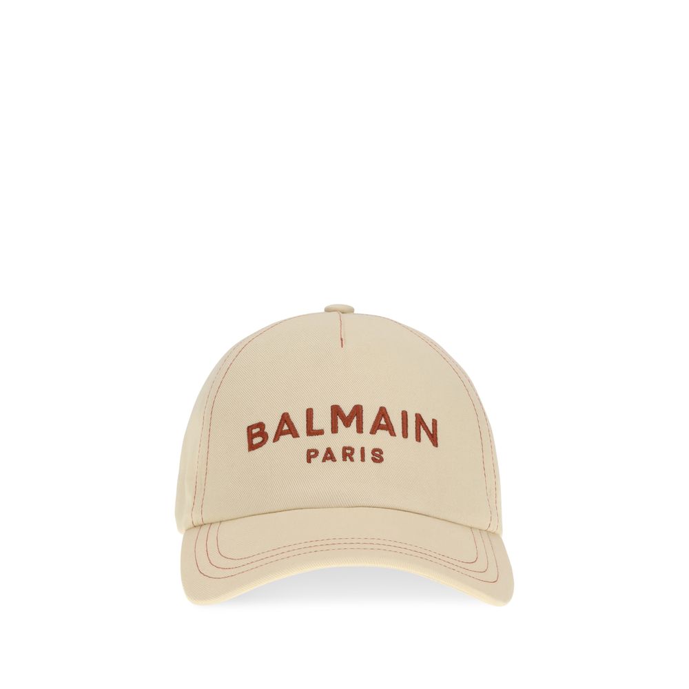 Beige Cotton Cap (Baseball Hat) Balmain