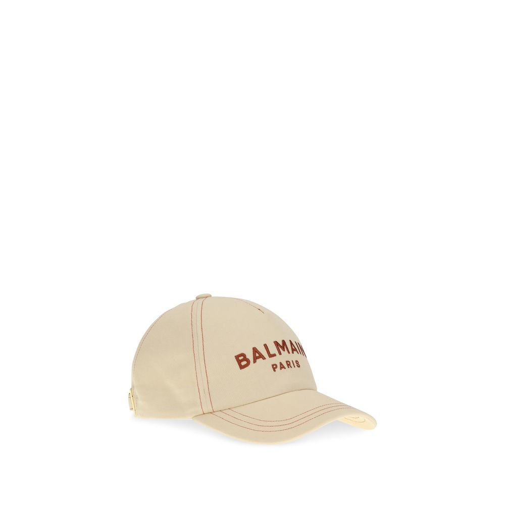 Beige Cotton Cap (Baseball Hat) Balmain