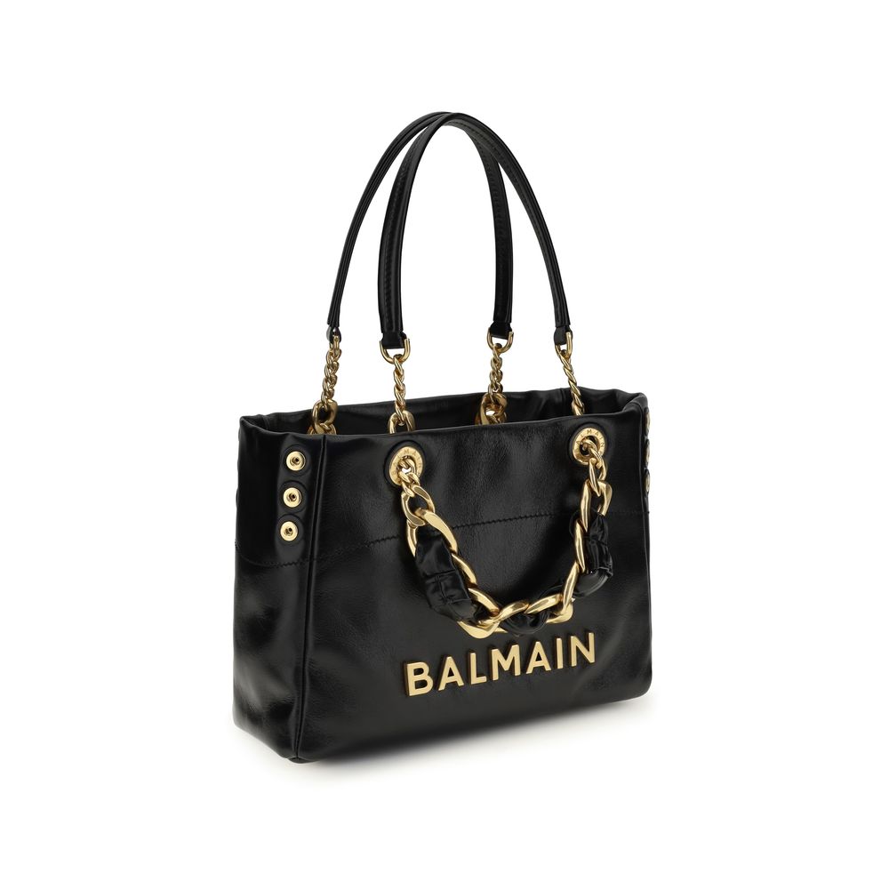 Black Calf Leather Bos Taurus Shoulder Bag Balmain