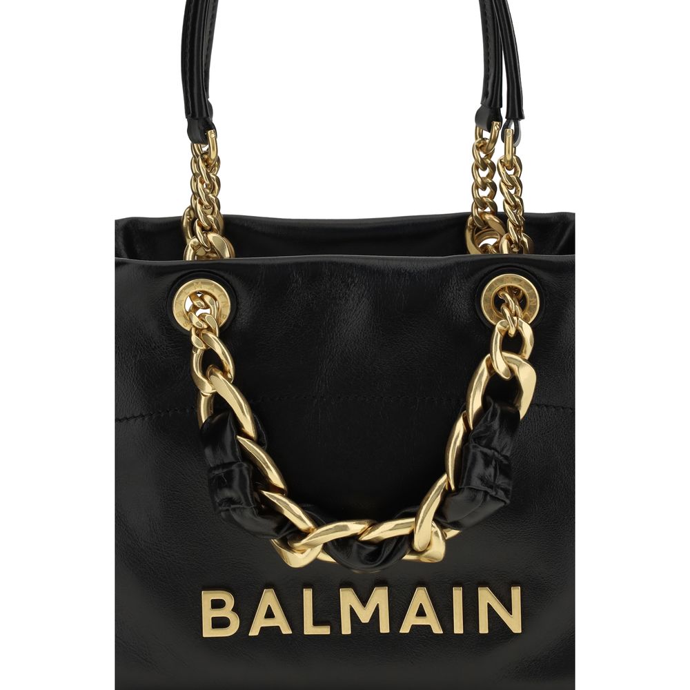 Black Calf Leather Bos Taurus Shoulder Bag Balmain