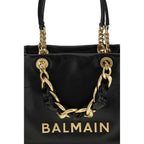 Black Calf Leather Bos Taurus Shoulder Bag Balmain