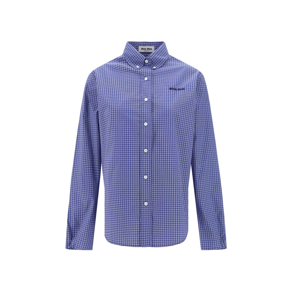 Blue Cotton Pattern Shirt Miu Miu