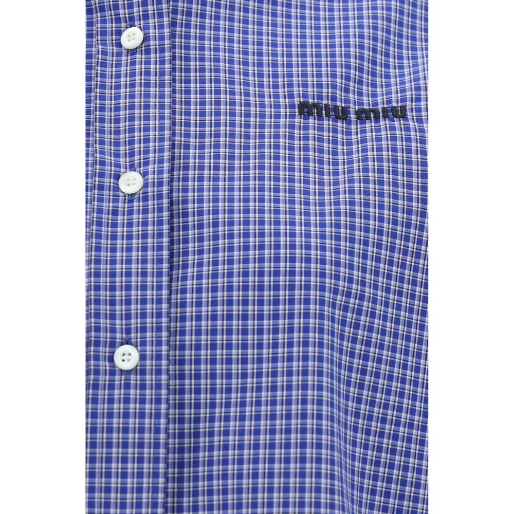 Blue Cotton Pattern Shirt Miu Miu