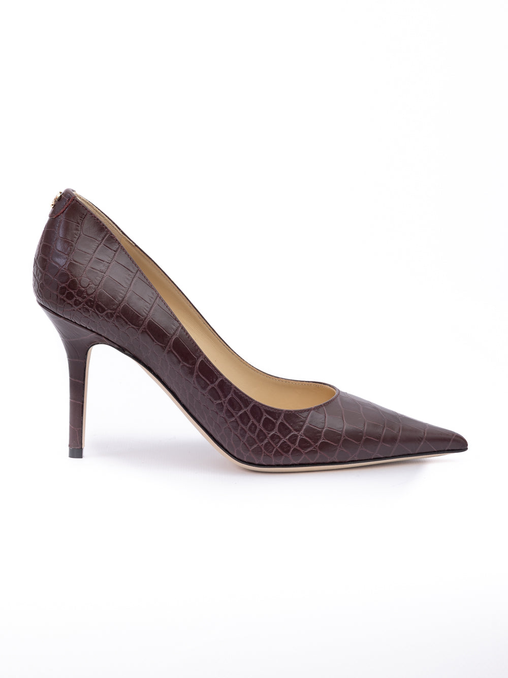 Burgundy Croco Embossed Leather Agnes Pumps Jimmy Choo
