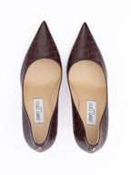 Burgundy Croco Embossed Leather Agnes Pumps Jimmy Choo