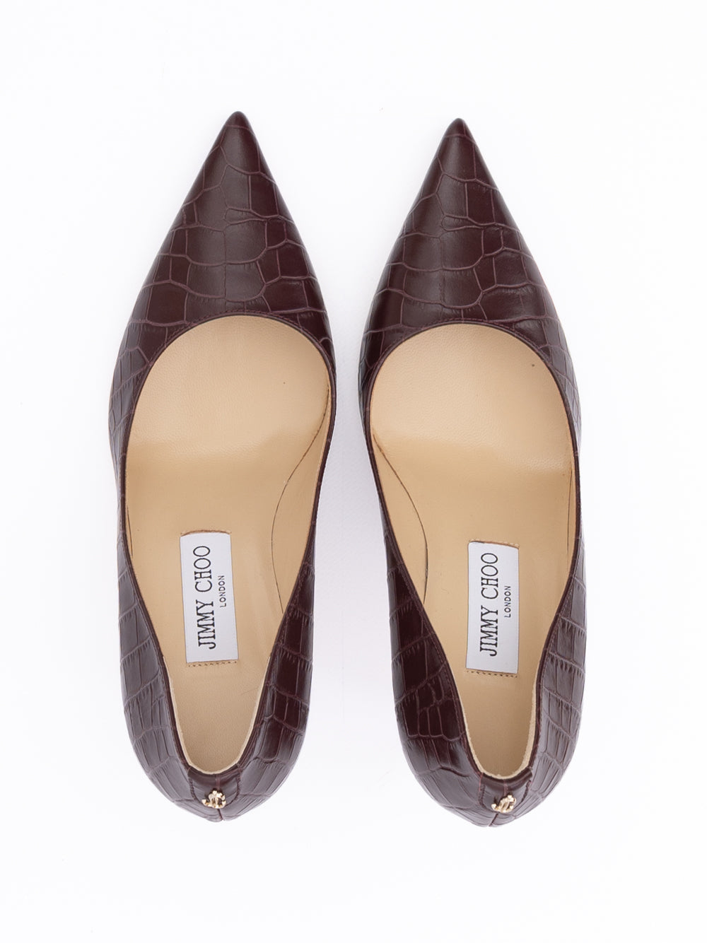 Burgundy Croco Embossed Leather Agnes Pumps Jimmy Choo
