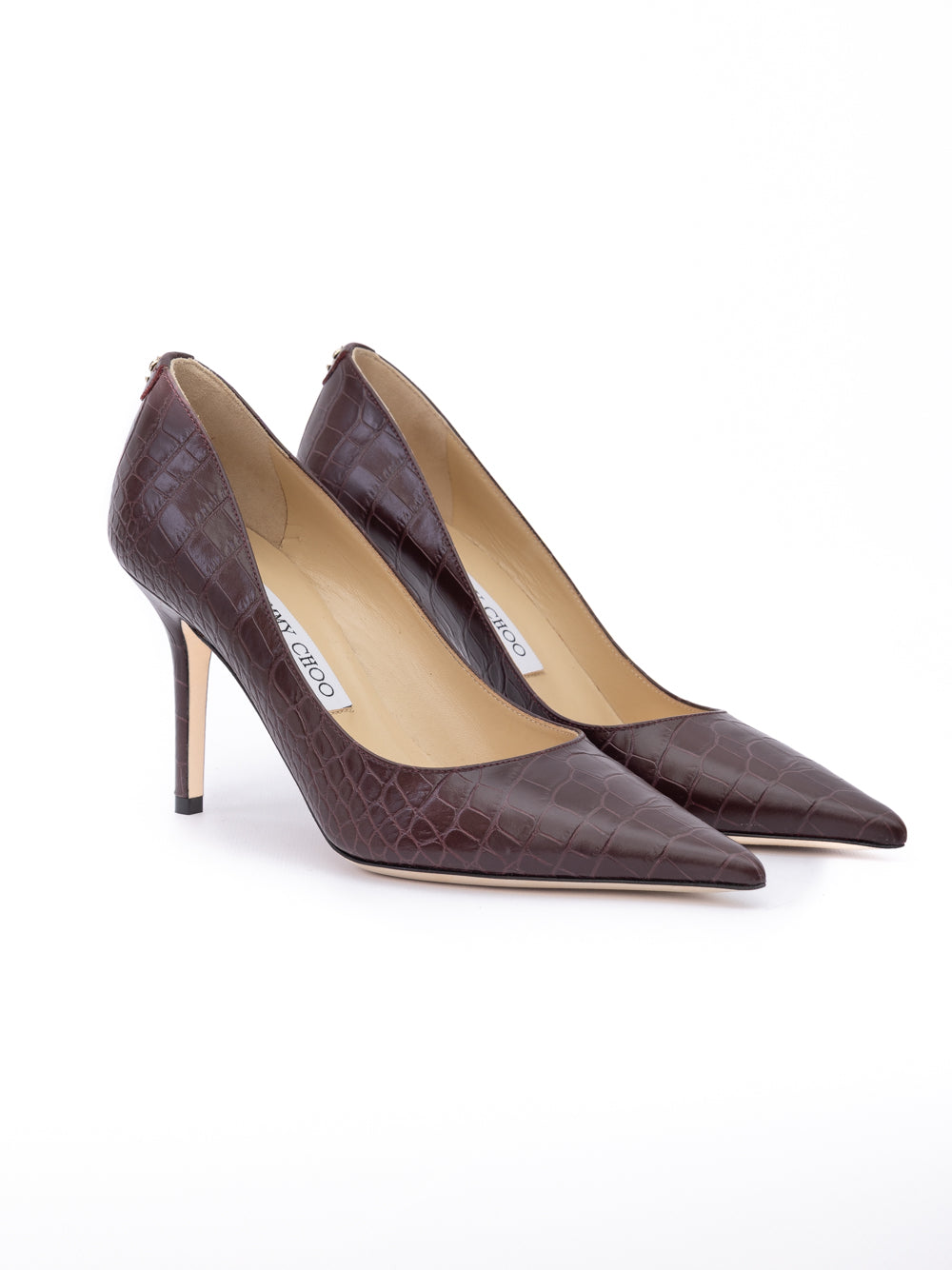 Burgundy Croco Embossed Leather Agnes Pumps Jimmy Choo