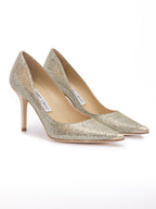 Gold Glitter Fabric Agnes Pumps Jimmy Choo
