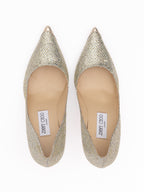 Gold Glitter Fabric Agnes Pumps Jimmy Choo
