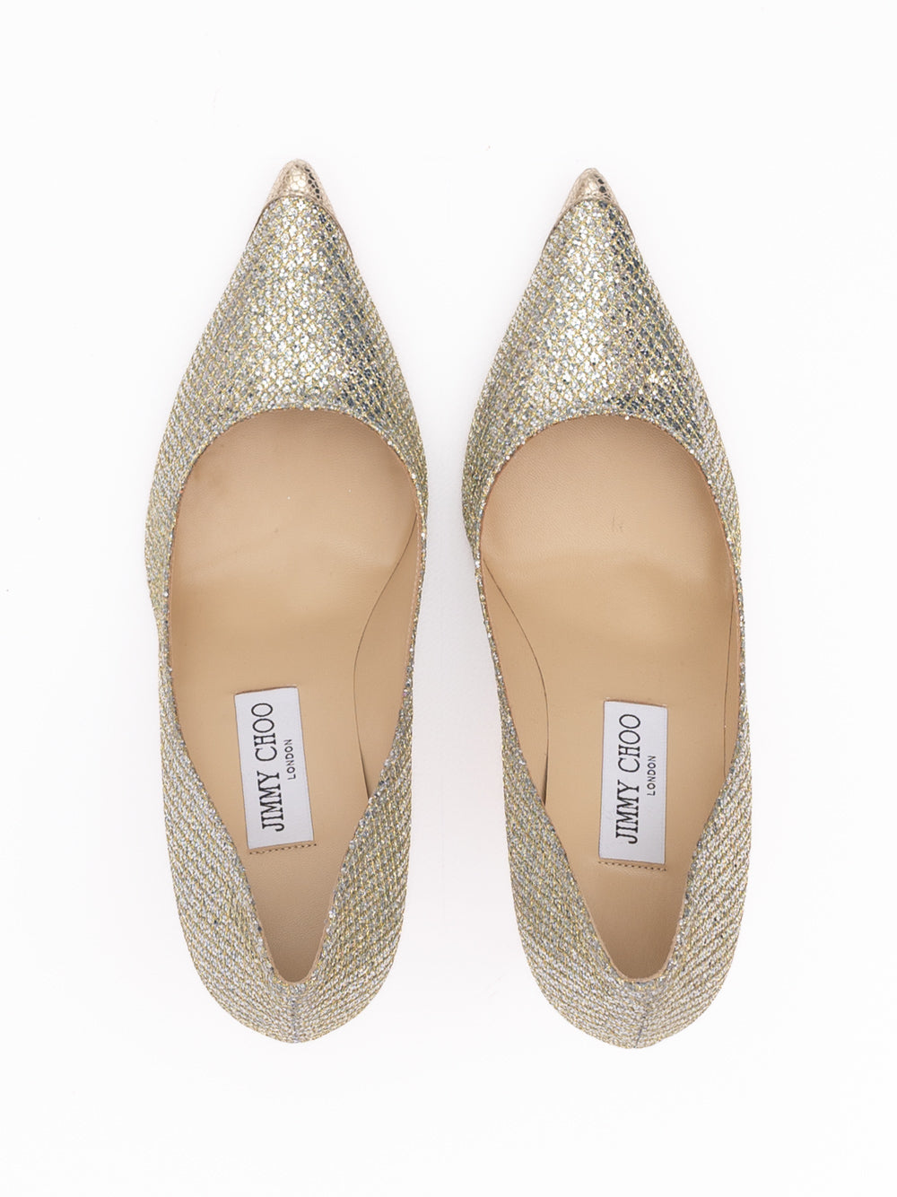 Gold Glitter Fabric Agnes Pumps Jimmy Choo