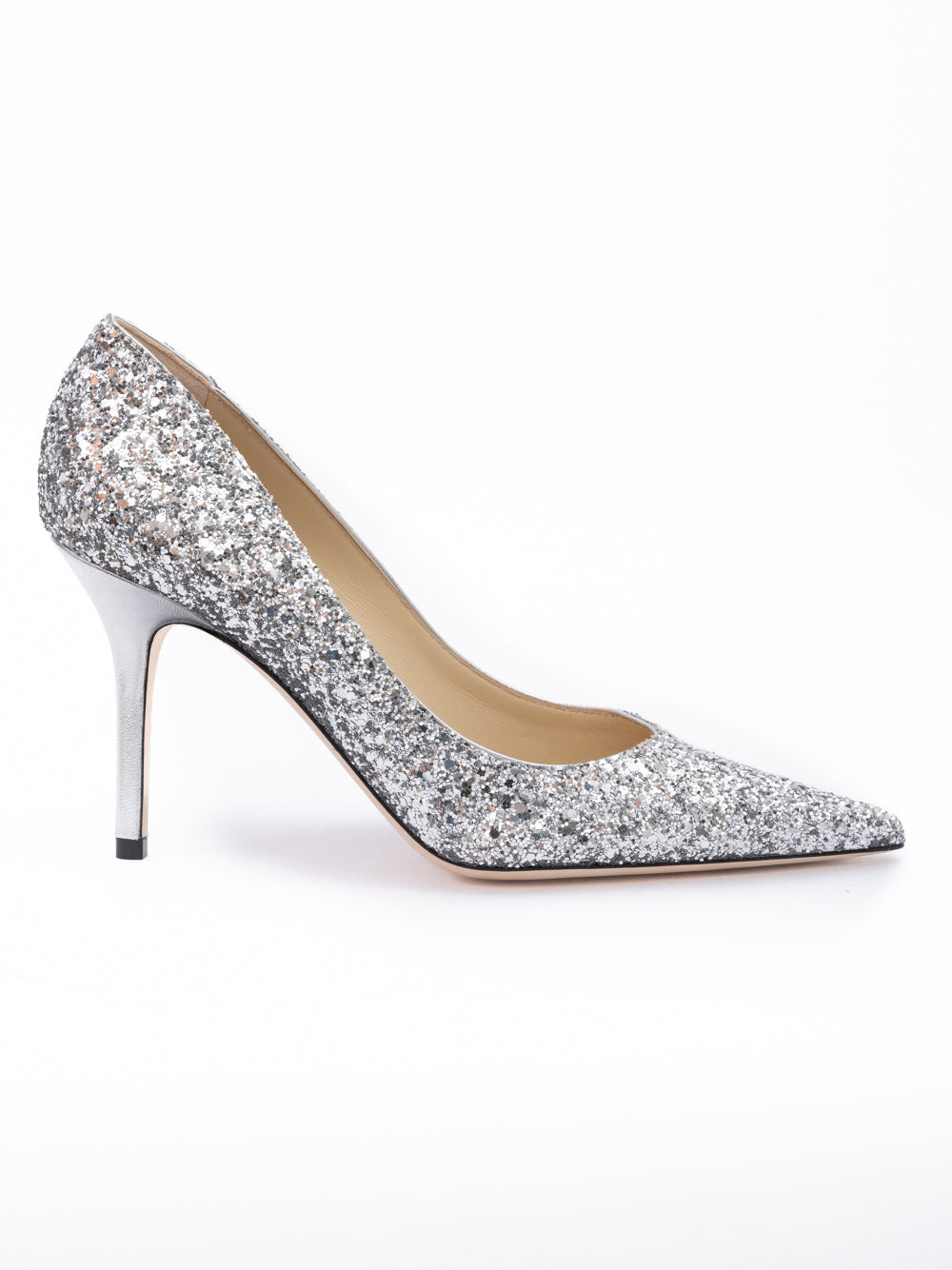 Silver Coarse Glitter Fabric Agnes Pumps Jimmy Choo
