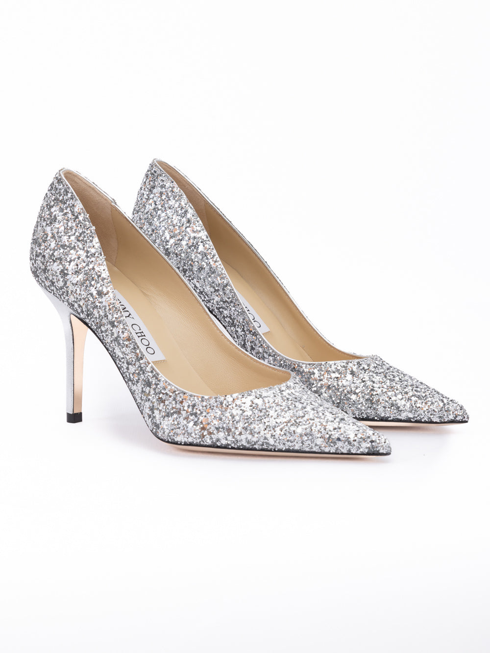 Silver Coarse Glitter Fabric Agnes Pumps Jimmy Choo