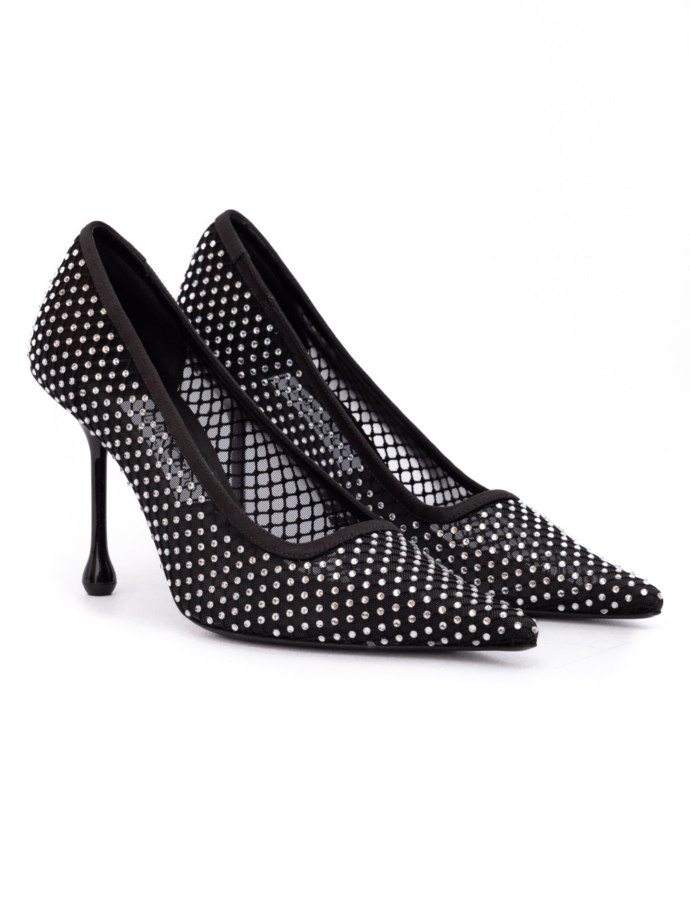 Black Mesh Satin Crystal Ixia 95 Pumps Jimmy Choo