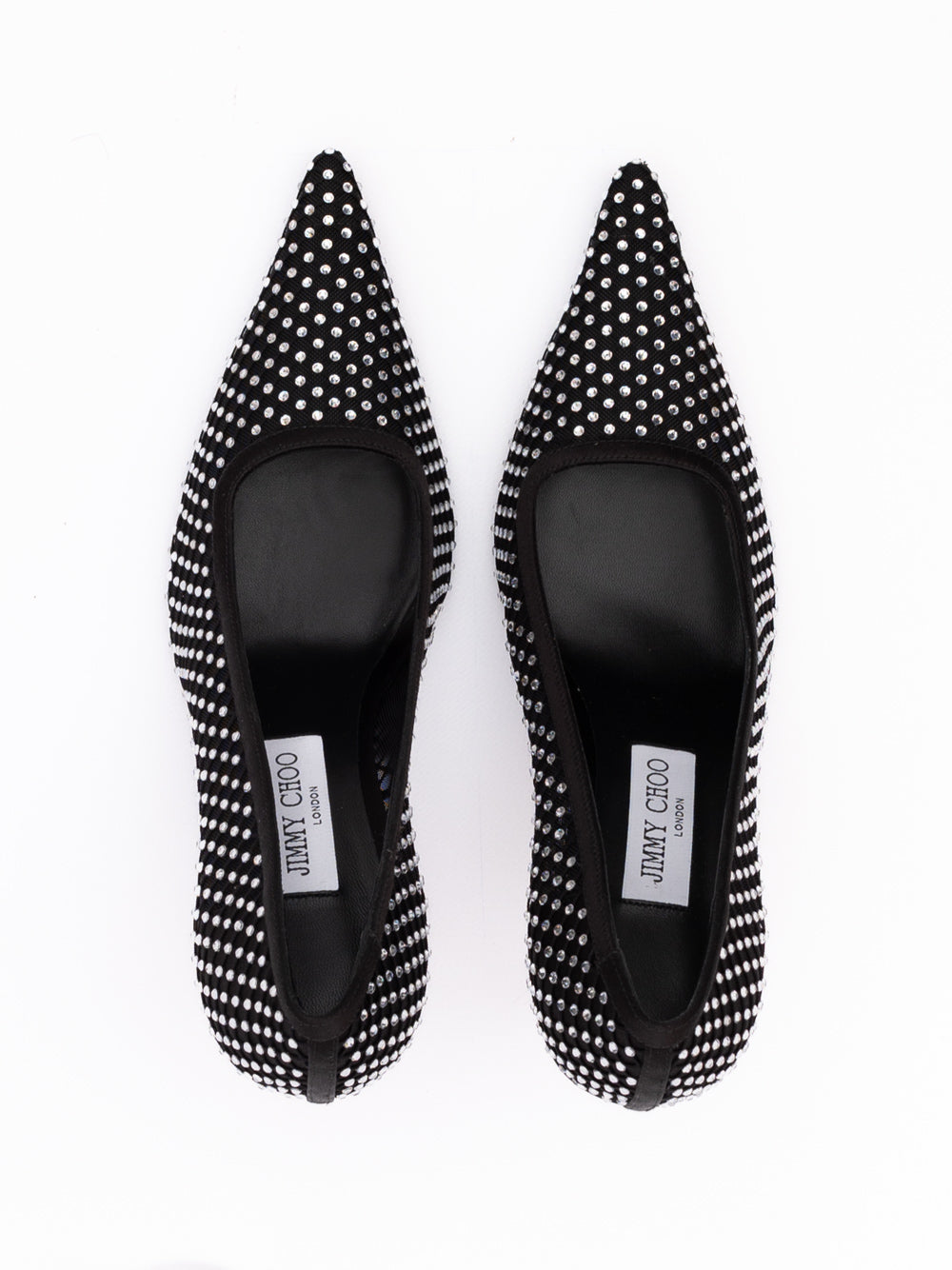 Black Mesh Satin Crystal Ixia 95 Pumps Jimmy Choo
