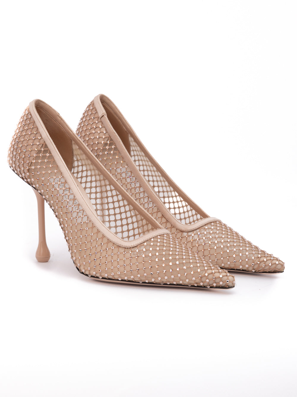 Powder Pink Mesh Satin Crystal Ixia 95 Pumps Jimmy Choo
