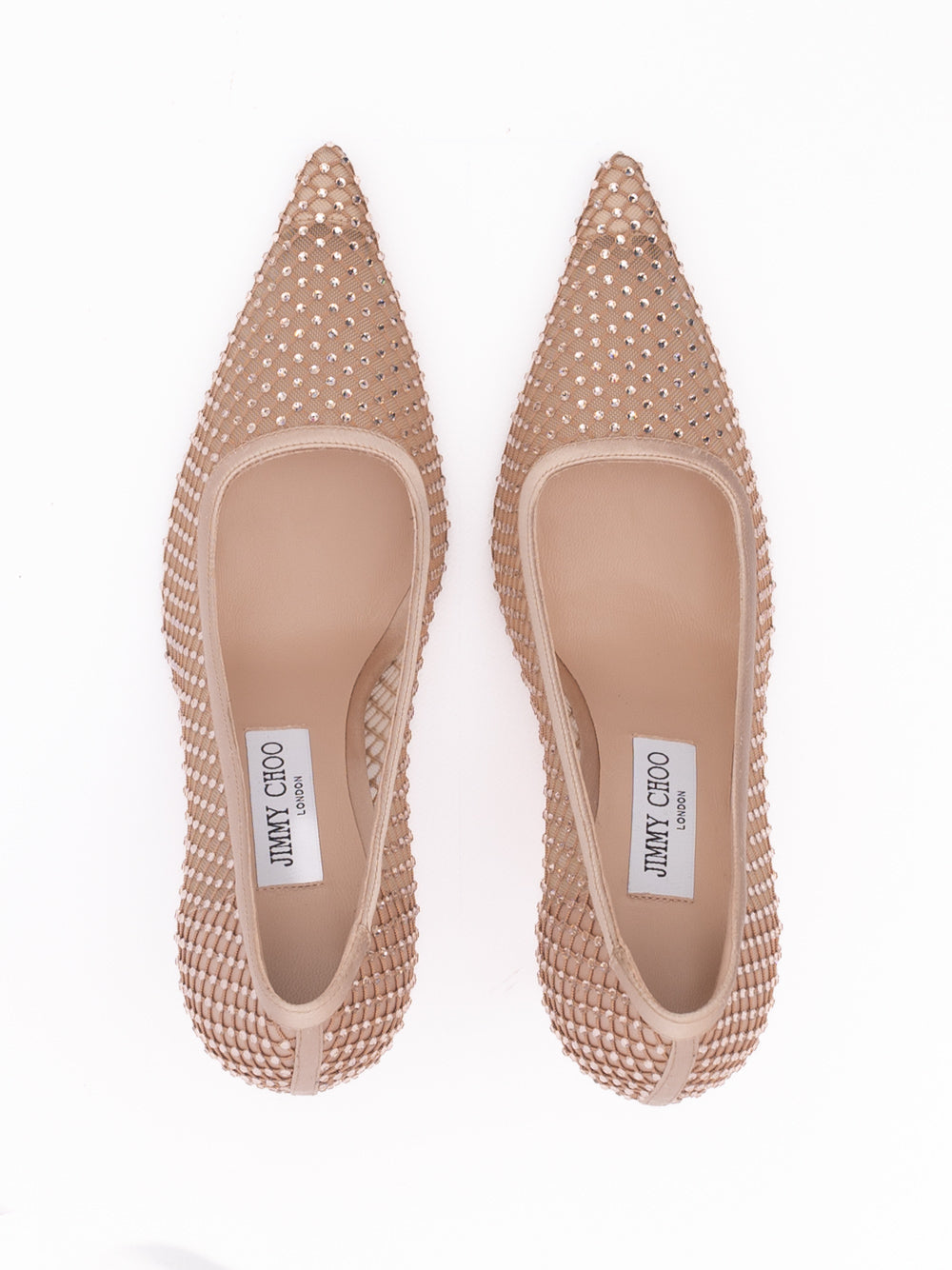 Powder Pink Mesh Satin Crystal Ixia 95 Pumps Jimmy Choo
