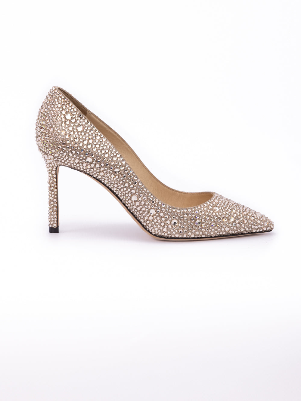 Honey Gold Shimmer Suede Crystals Romy 85 pumps Jimmy Choo