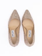 Honey Gold Shimmer Suede Crystals Romy 85 pumps Jimmy Choo