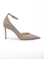 Taupe Grey Calf Leather Leona 85 Pumps Jimmy Choo