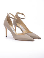 Taupe Grey Calf Leather Leona 85 Pumps Jimmy Choo