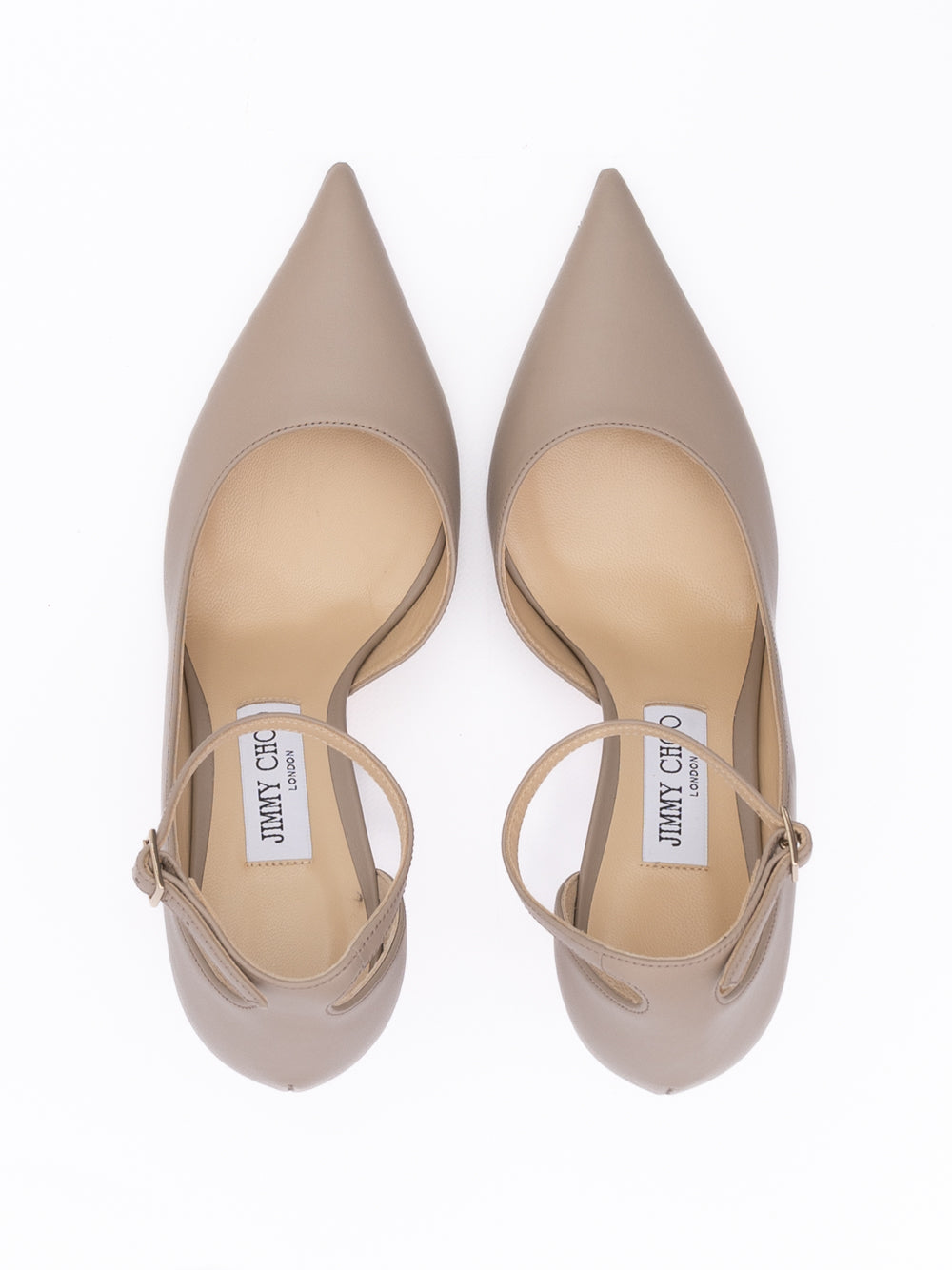 Taupe Grey Calf Leather Leona 85 Pumps Jimmy Choo