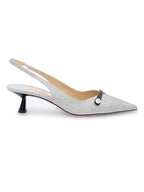 Silver Fine Glitter Amita 45 Slingback Pumps Jimmy Choo