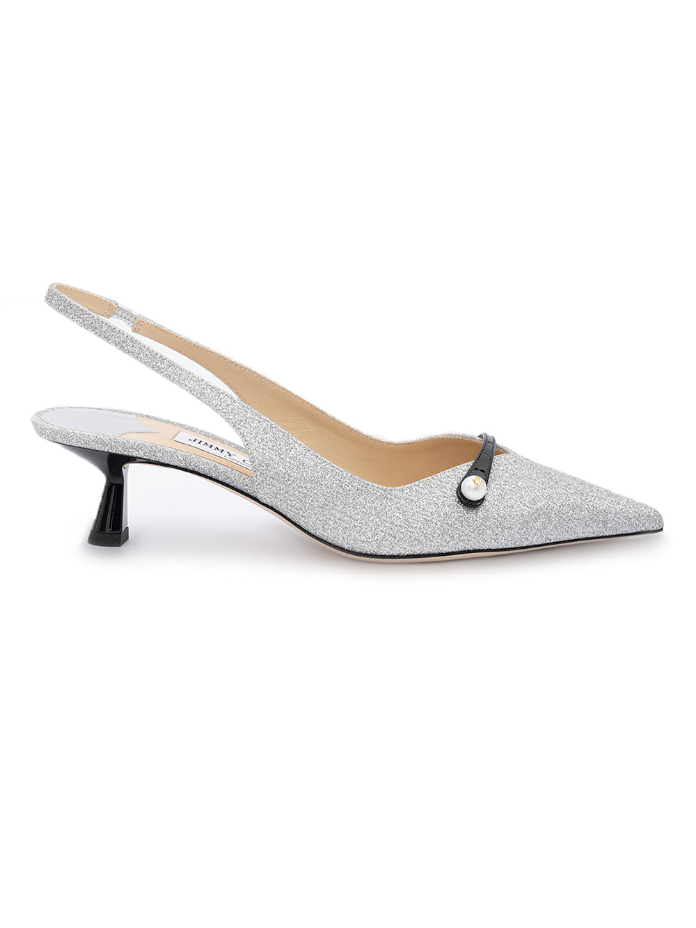 Silver Fine Glitter Amita 45 Slingback Pumps Jimmy Choo