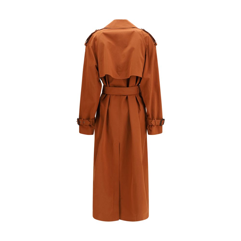 Brown Cotton Trench Coat Saint Laurent