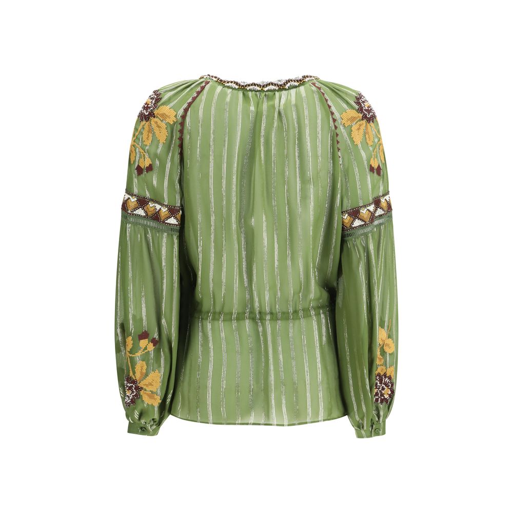 Bicolor Silk Pattern Shirt Valentino