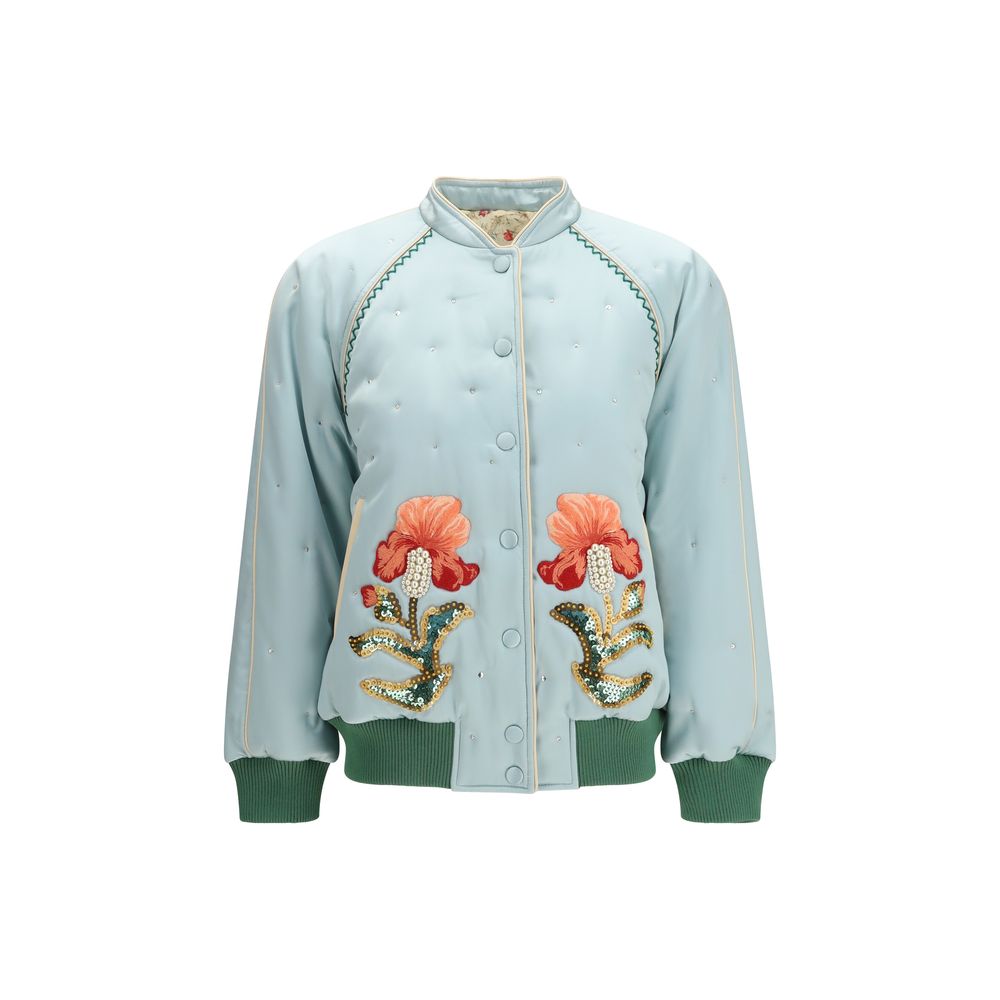Blue Silk Bomber Valentino