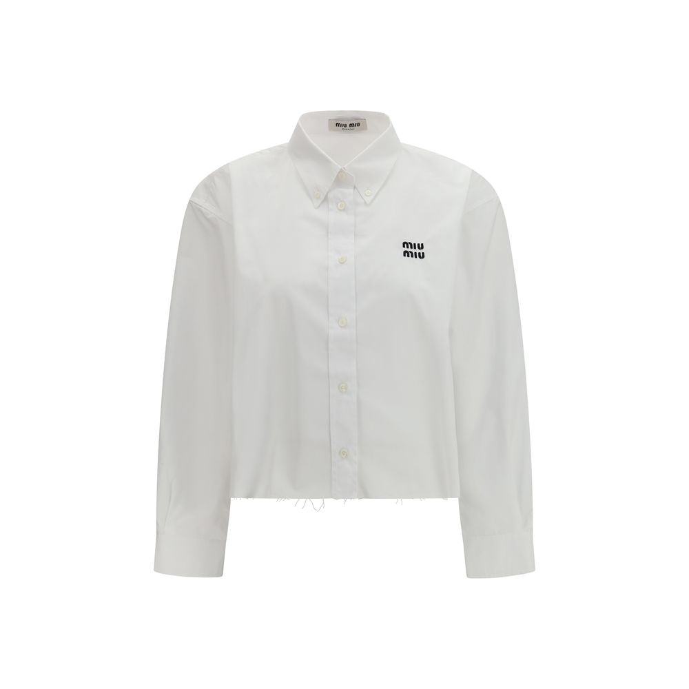 White Cotton Dress Shirt Miu Miu