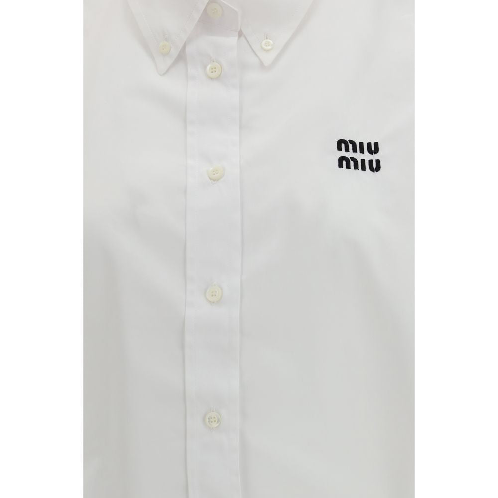 White Cotton Dress Shirt Miu Miu
