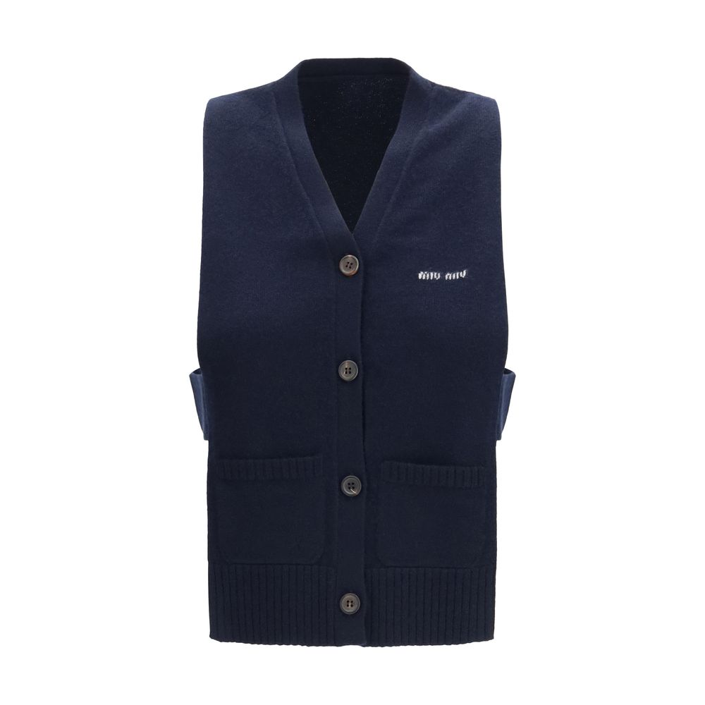 Blue Cashmere Sleeveles Sweater Miu Miu