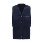 Blue Cashmere Sleeveles Sweater Miu Miu