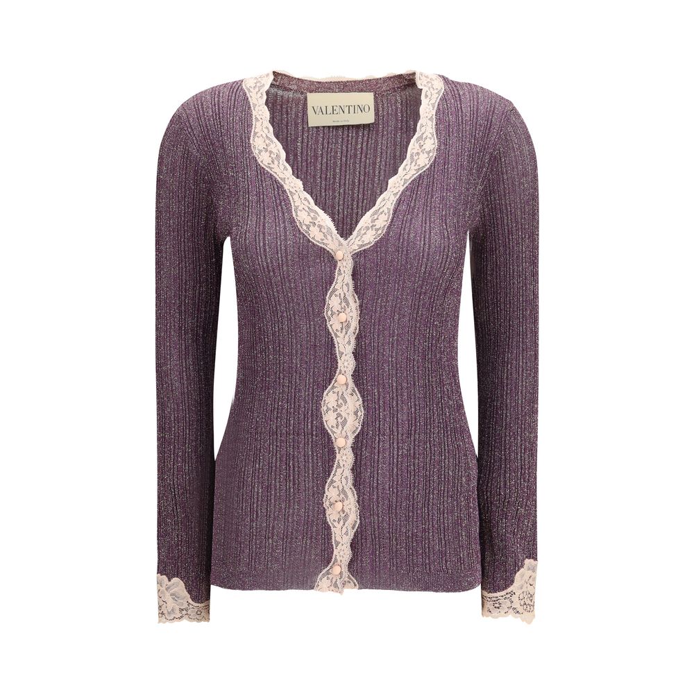 Purple Viscose Cardigan Valentino