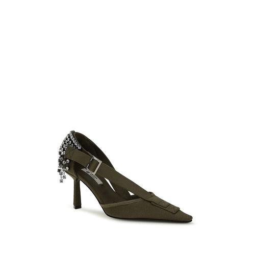 Bicolor Cotton High Heel Pumps