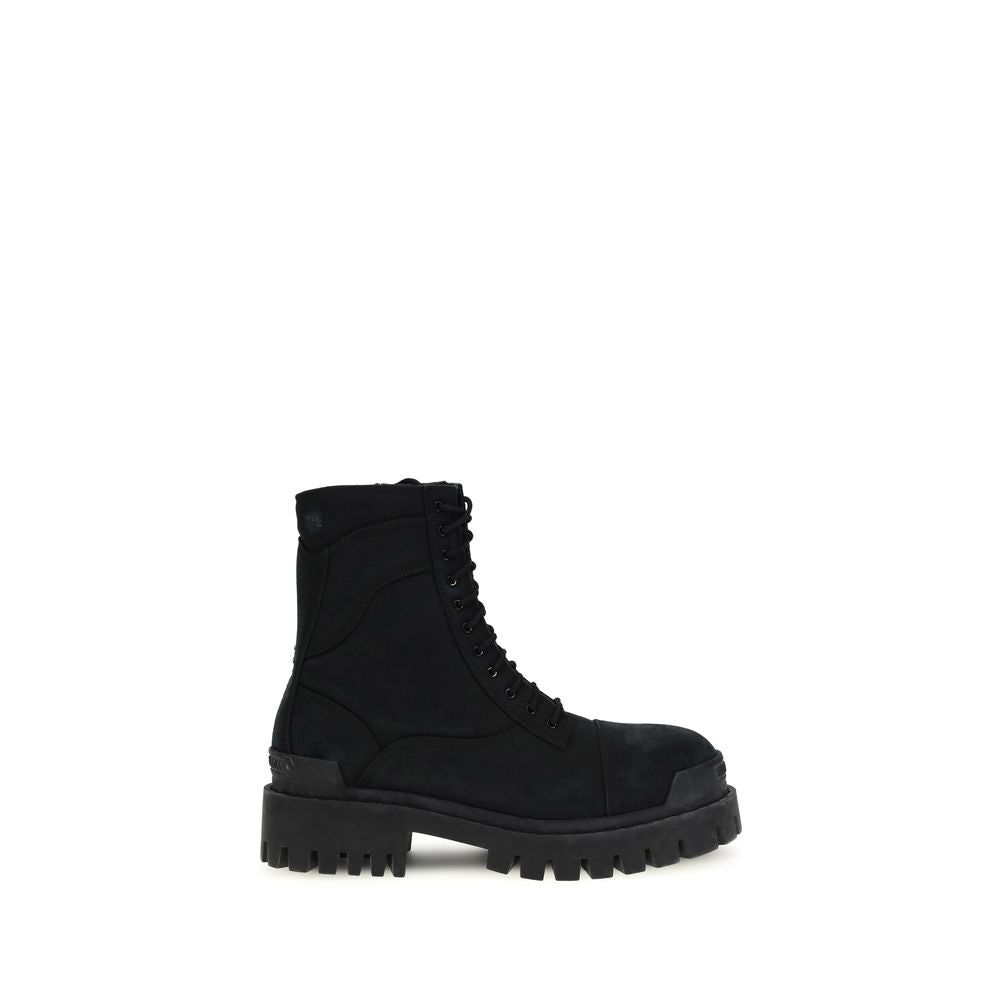 Black Calf Leather Bos Taurus Lace-Up Boots Balenciaga