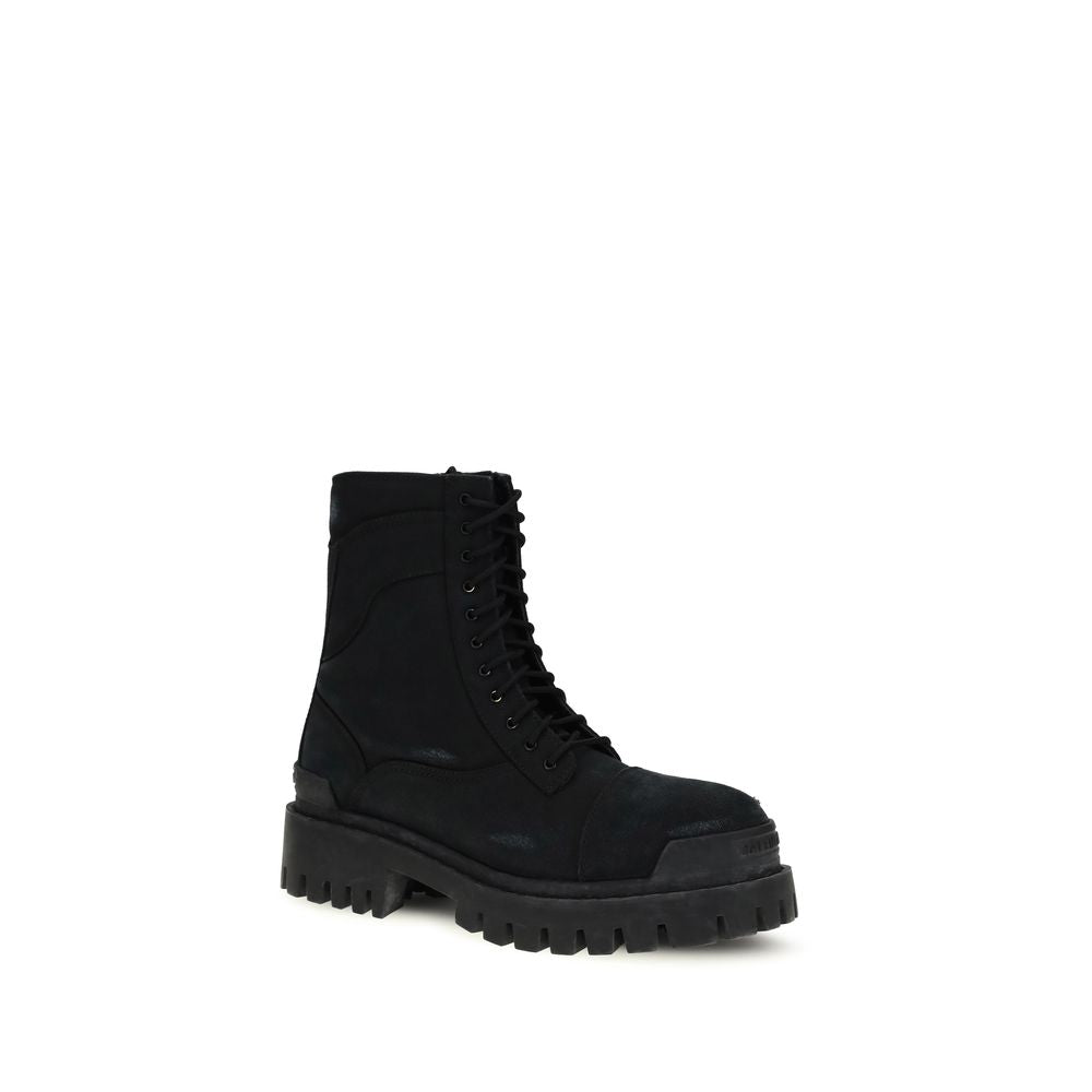Black Calf Leather Bos Taurus Lace-Up Boots Balenciaga