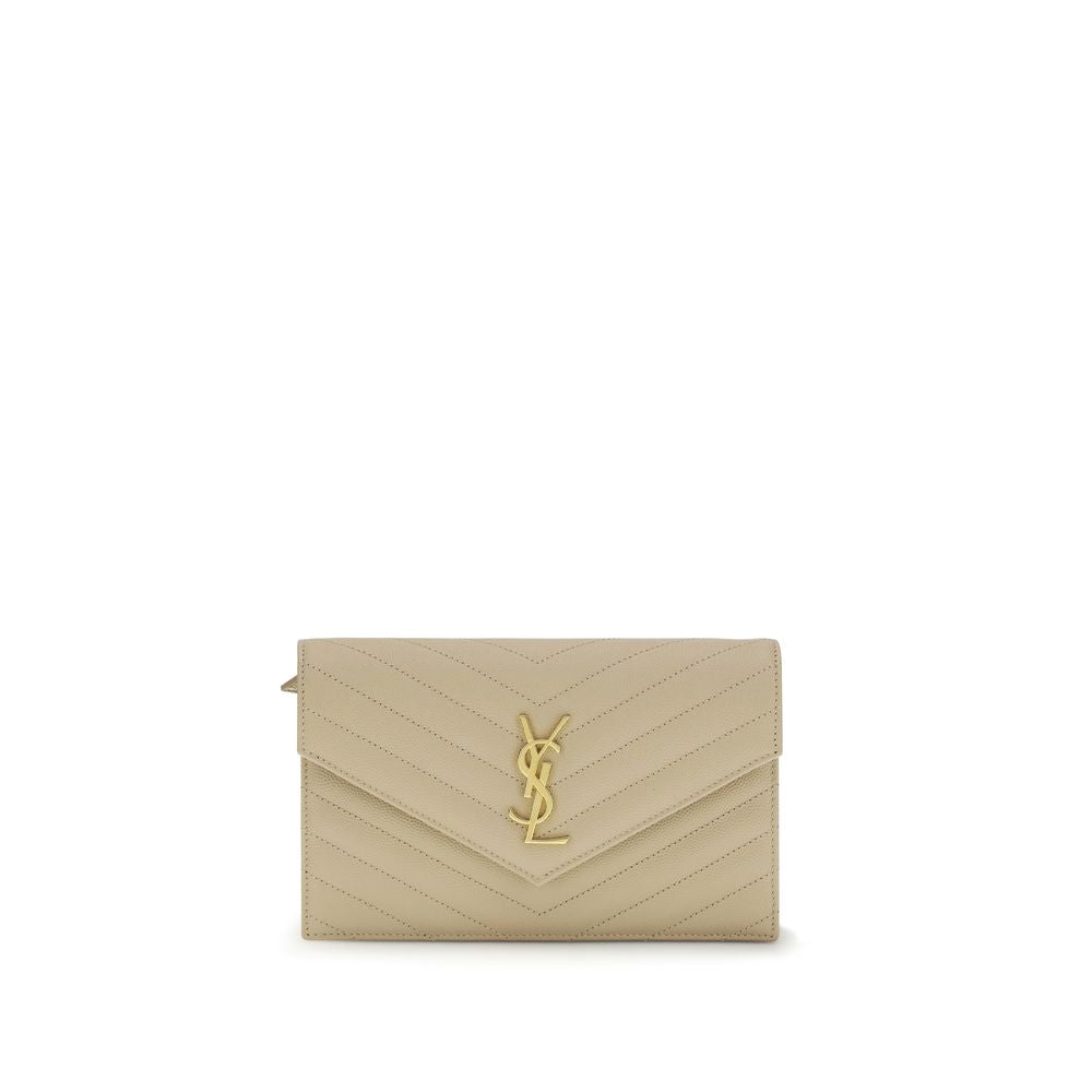 Beige Calf Leather Bos Taurus Shoulder Bag Saint Laurent