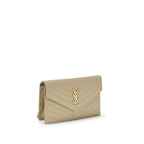 Beige Calf Leather Bos Taurus Shoulder Bag Saint Laurent