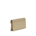 Beige Calf Leather Bos Taurus Shoulder Bag Saint Laurent