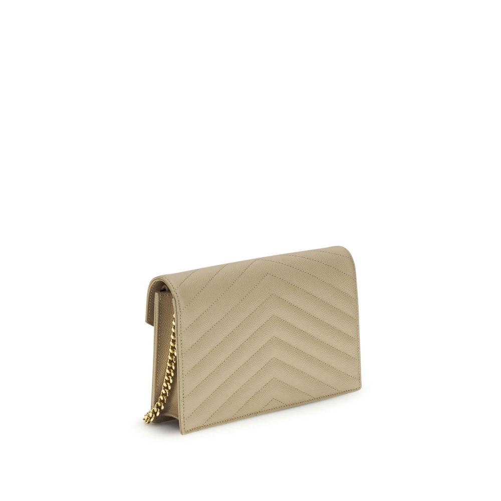 Beige Calf Leather Bos Taurus Shoulder Bag Saint Laurent